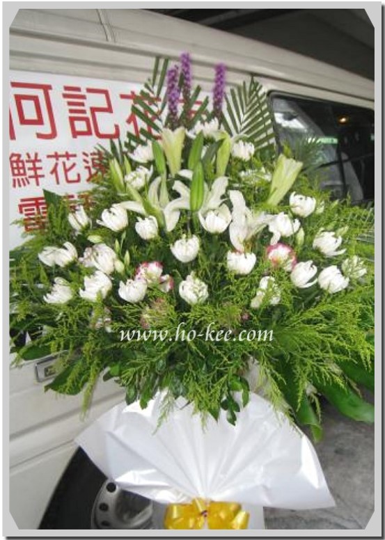 F002-悼念花籃(馬尾,百合)